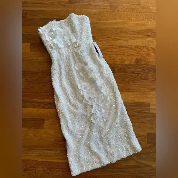 Anthropologie Helsi Liliana Strapless Floral Appliqu Stretch Sequin Midi Dress Anthropologie Helsi Liliana Strapless Floral Appliqu Stretch Sequin Midi Dress